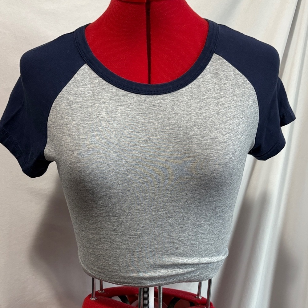 SHEIN Navy and Gray Raglan Tee